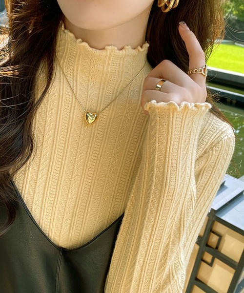 ニット セーター スリムリブ編み ハイネック 春ニット / ベーシック韓国 Y2K 美シルエット レディース | lulufa | 11