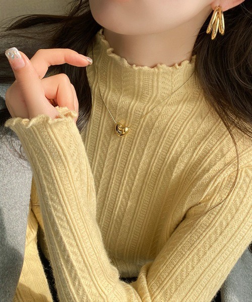 ニット セーター スリムリブ編み ハイネック 春ニット / ベーシック韓国 Y2K 美シルエット レディース | lulufa | 12