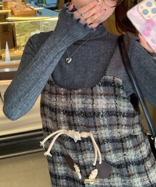 ニット セーター スリムリブ編み ハイネック 春ニット / ベーシック韓国 Y2K 美シルエット レディース | lulufa | 15