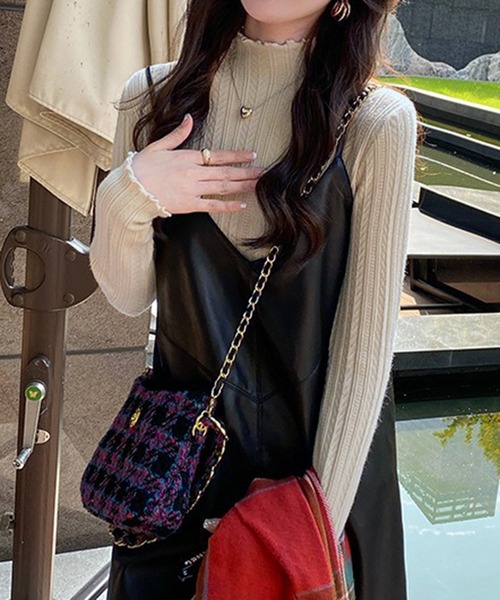 ニット セーター スリムリブ編み ハイネック 春ニット / ベーシック韓国 Y2K 美シルエット レディース | lulufa | 28