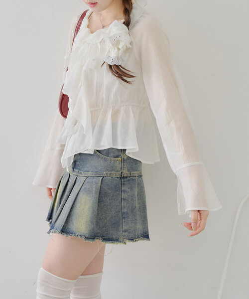 「continuer de NICE CLAUP」 長袖ブラウス FREE キャメル レディース_画像3