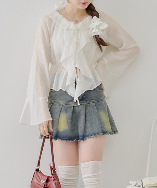 「continuer de NICE CLAUP」 長袖ブラウス FREE キャメル レディース_画像5