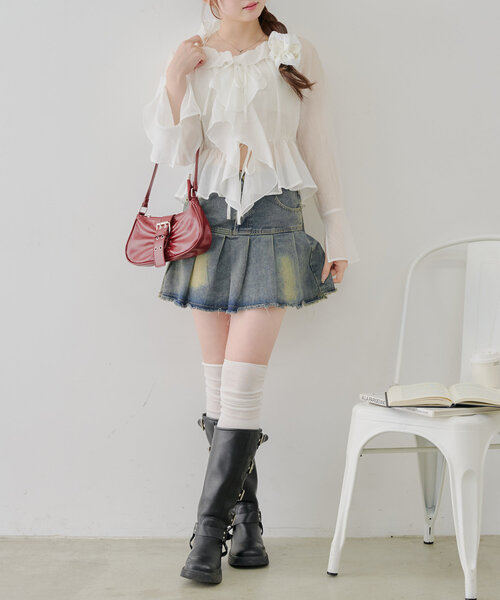 「continuer de NICE CLAUP」 長袖ブラウス FREE キャメル レディース_画像7