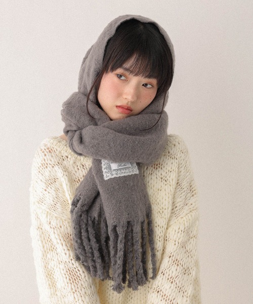 Heather（ヘザー） マフラー ストール ボリュームフリンジマフラー
