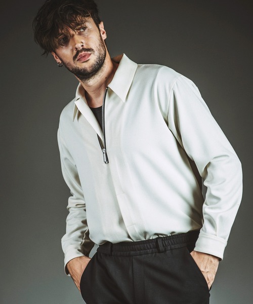 NO ID.（ノーアイディー） シャツ 「NO ID.」Fly-Front Half Zip Shirt