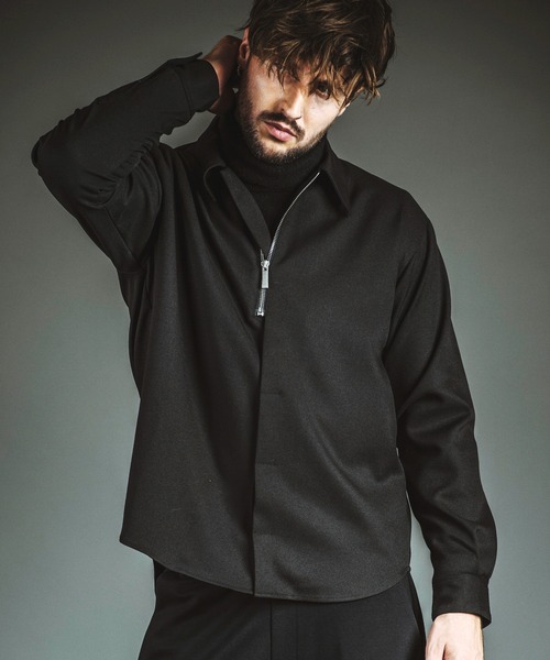 ✳︎✳︎新品未使用✳︎✳︎PING ブラック ハーフジップシャツ NO ID.（ノーアイディー） シャツ 「NO ID.」Fly-Front Half Zip Shirt