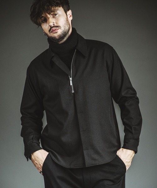 NO ID.（ノーアイディー） シャツ 「NO ID.」Fly-Front Half Zip Shirt