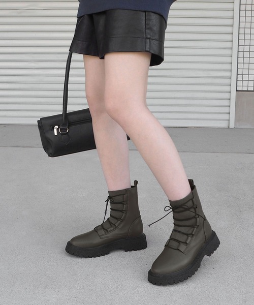 [minia] короткие сапоги L хаки женский 