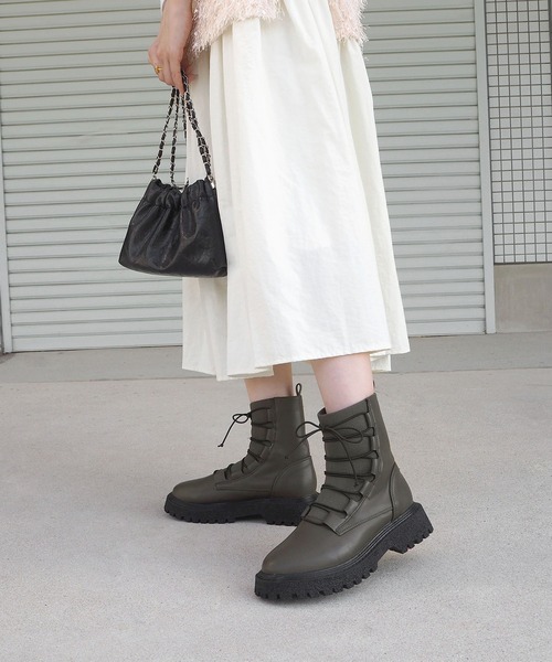 [minia] короткие сапоги L хаки женский 