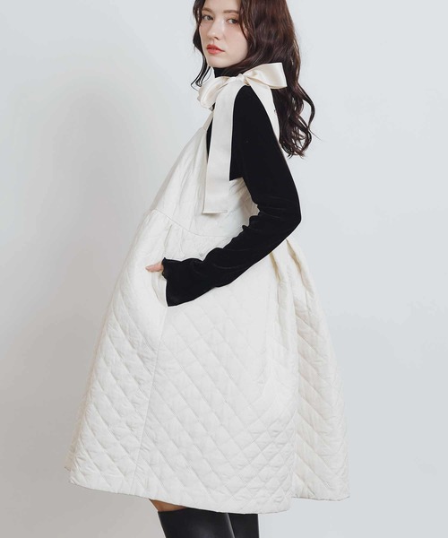 FOXEY キルティング ホワイト ワンピース PICCIN PERLA ワンピース キルティングリボンミニワンピース