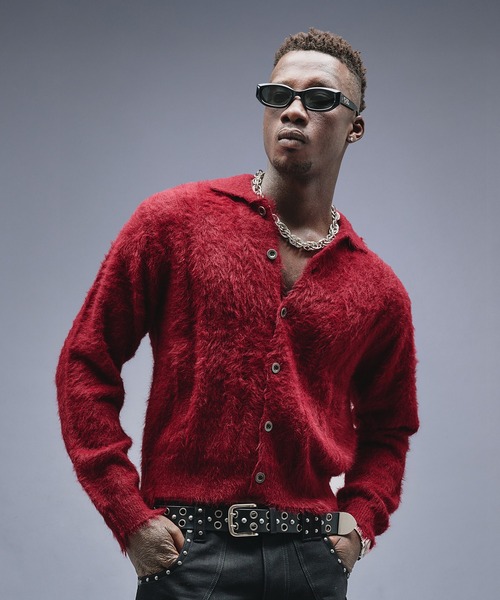 ANDER HUNK カーディガン Dameged Shaggy Knit Shirt Cardigan