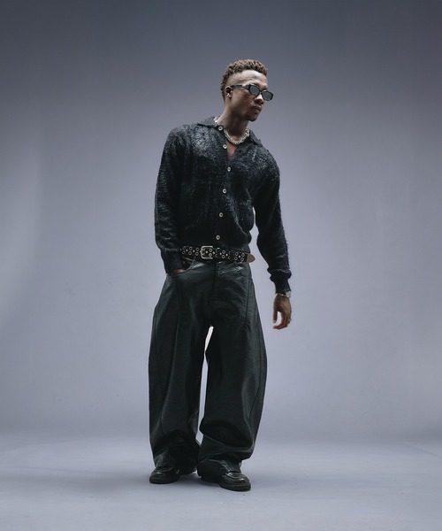 ANDER HUNK カーディガン Dameged Shaggy Knit Shirt Cardigan