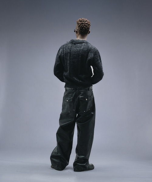 ANDER HUNK カーディガン Dameged Shaggy Knit Shirt Cardigan