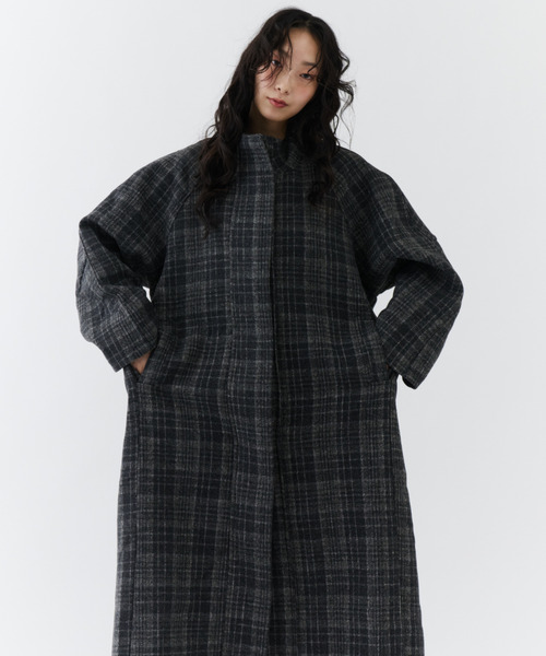 未使用級✨テイジン×ANGELICO生地　コート　チェック　近年モデル　紺　L NUJOH モッズコート コート Classic Check Long Coat / クラシック