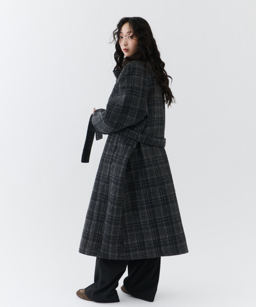 とんがりコーンMikihouse チェック柄 長袖コートと黒コート NUJOH モッズコート コート Classic Check Long Coat / クラシック