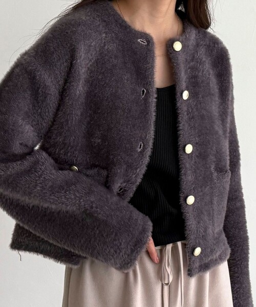 fredy emue（フレディエミュ） カーディガン シャギー裏配色ジャケット