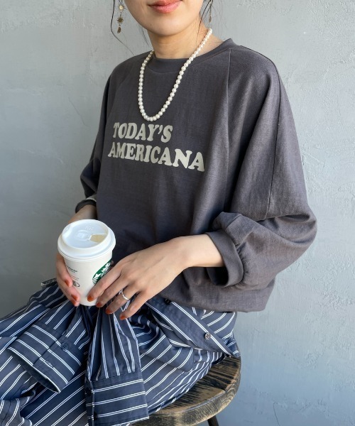 AMERICANA（アメリカーナ） 7分袖カットソー ONE SIZE チャコール