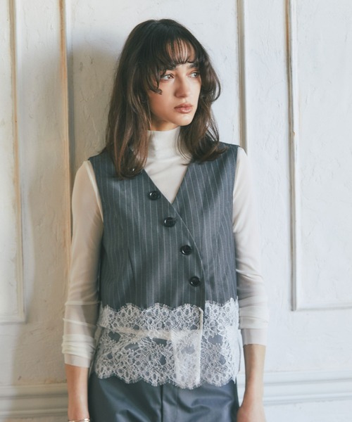 ARVELLIA ベスト ジレ LACE EDGE VEST レディース : ZOZOTOWN Yahoo!店