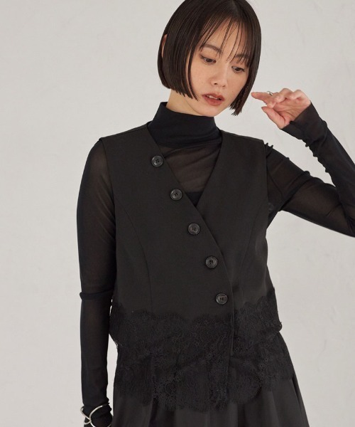 ARVELLIA ベスト ジレ LACE EDGE VEST レディース : ZOZOTOWN Yahoo!店