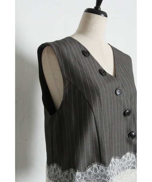 ARVELLIA ベスト ジレ LACE EDGE VEST レディース : ZOZOTOWN Yahoo!店