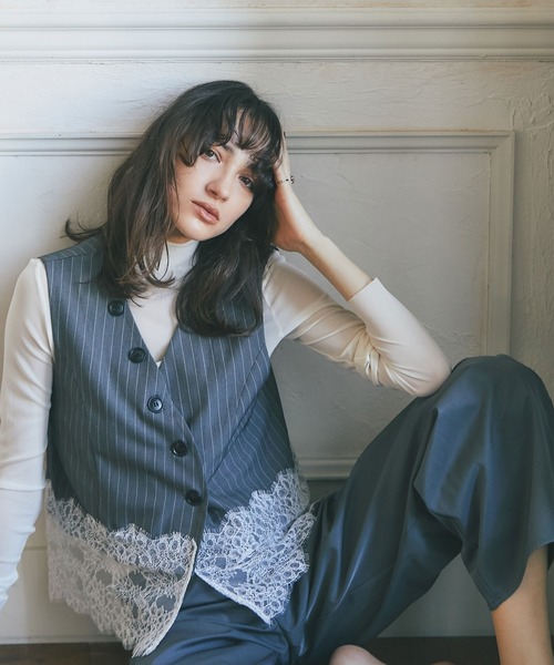 ARVELLIA ベスト ジレ LACE EDGE VEST レディース : ZOZOTOWN Yahoo!店