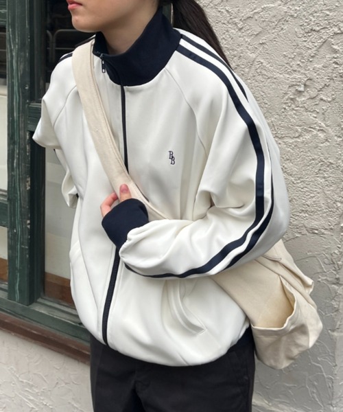 「BROKEN BASE」 ジャージブルゾン LARGE アイボリー メンズ_画像4