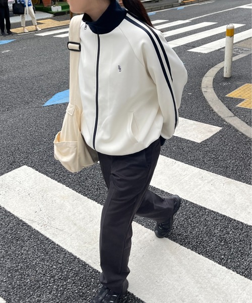 「BROKEN BASE」 ジャージブルゾン LARGE アイボリー メンズ_画像7