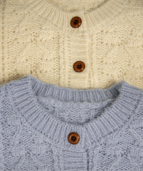 lawgy（ラウジー） カーディガン wood button like pocket cable