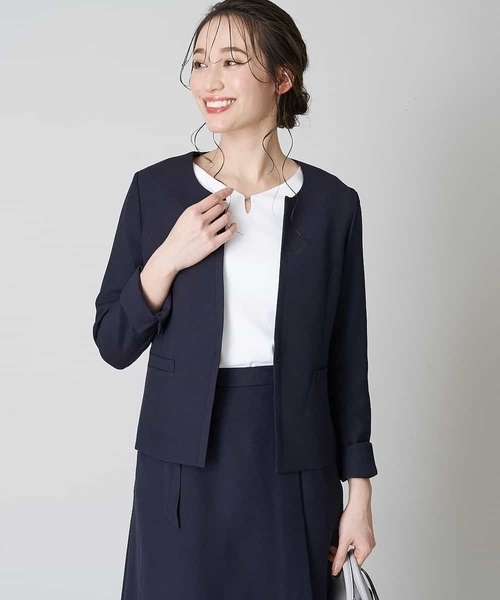 「OFUON le MK」 ノーカラージャケット 38 ベージュ レディース_画像3