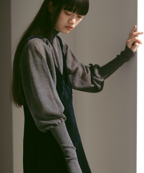 「CASA FLINE」 長袖ニット FREE チャコールグレー レディース_画像4