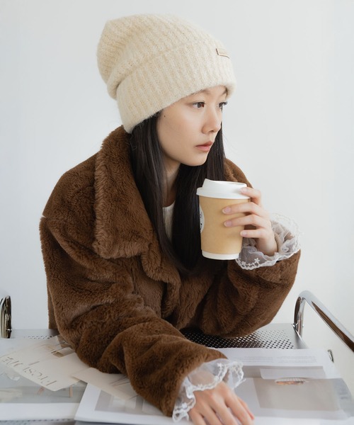 John galliano ラビットファー ニット帽 ニュースペーパー ビーニー Jewelobe（ジュエローブ） ニット帽 ニットキャップ ラビットファー