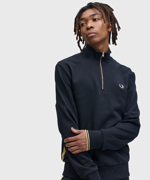 FRED PERRY ストライプベロアシャツ ハーフジップ FRED PERRY ストライプベロアシャツ ハーフジップ