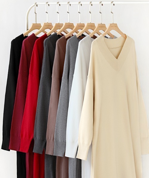 「COCOMOMO」 長袖ワンピース FREE ライトグレー レディース_画像2