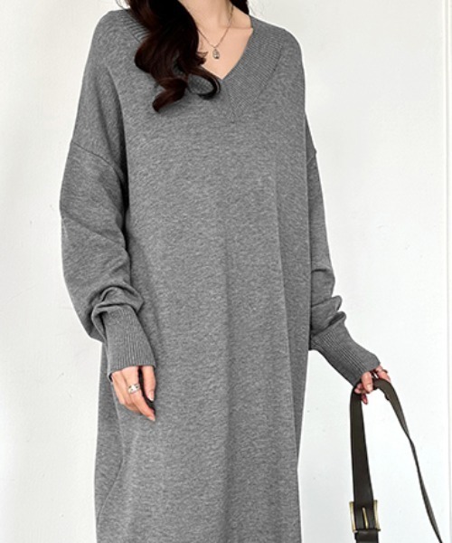 「COCOMOMO」 長袖ワンピース FREE ライトグレー レディース_画像5