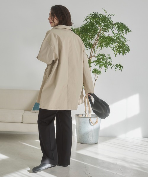 ENOF」 ステンカラーコート M ブラック レディース ENOF twill coat 