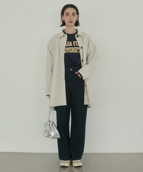ANGIE ステンカラーコート コート スカーフ付きミドル丈ステンカラー