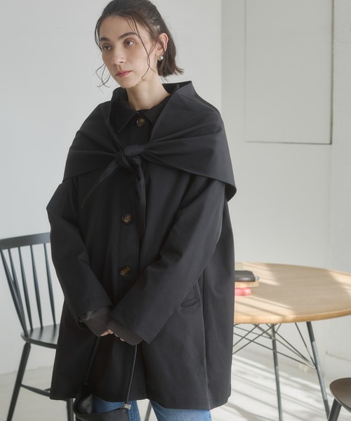 ANGIE ステンカラーコート コート スカーフ付き ミドル丈 ステンカラー