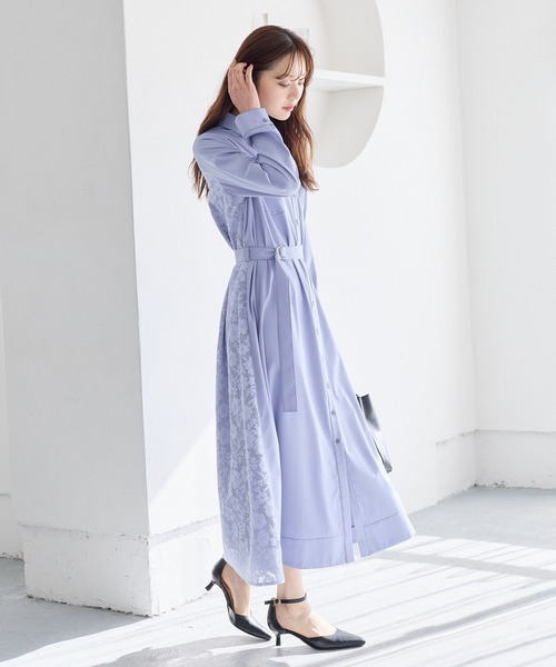 Andemiu（アンデミュウ） シャツワンピース バックレースシャツ