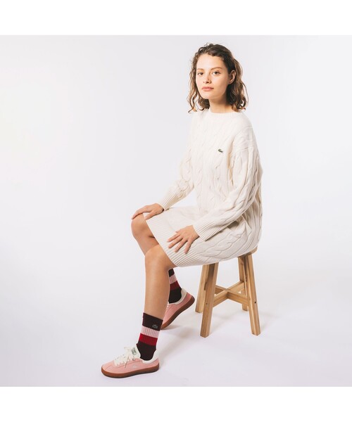 「LACOSTE」 ローカットスニーカー 23.5cm ピンク レディース_画像2