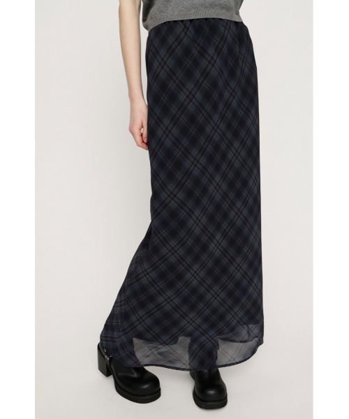 THE SHINZONE CHECK SKIRT/チェックスカート　S ロング SLY（スライ） スカート SHEER CHECK SKIRT シアーチェックスカート 春