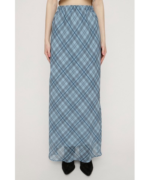スカート blue rsp check skirt ティアードチュールギンガムチェックマキシスカート [M4082