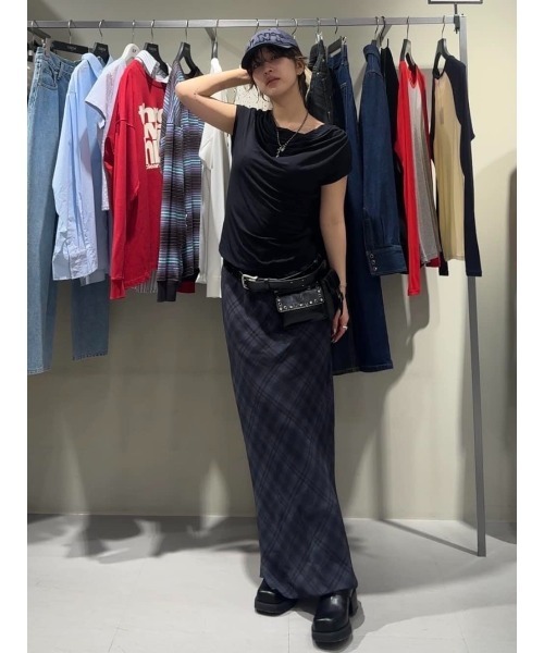 スカート SHEER CHECK SKIRT シアーチェックスカート 春服の画像