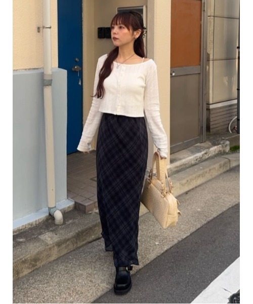 スカート SHEER CHECK SKIRT シアーチェックスカート 春服の画像