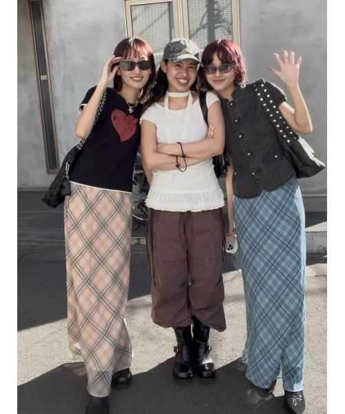 スカート SHEER CHECK SKIRT シアーチェックスカート 春服の画像