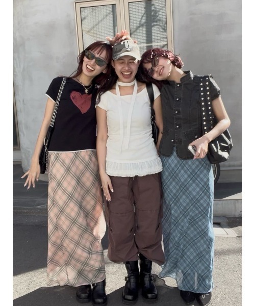 スカート SHEER CHECK SKIRT シアーチェックスカート 春服の画像
