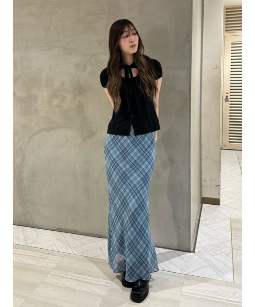 SLY（スライ） スカート SHEER CHECK SKIRT シアーチェックスカート 春
