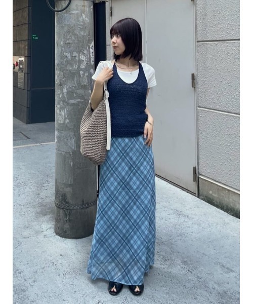 スカート blue rsp check skirt SLY（スライ） スカート SHEER CHECK SKIRT シアーチェックスカート 春