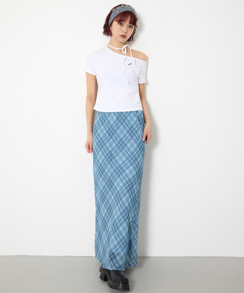 スカート SHEER CHECK SKIRT シアーチェックスカート 春服の画像