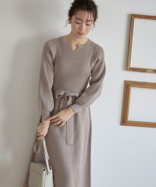 「Tiaclasse」 ニットワンピース 15号 ピンク レディース_画像3