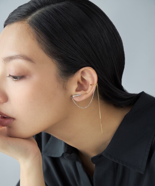 イヤーカフ 「ロープカフス」 ジルコニア コンビカラー レディースの画像